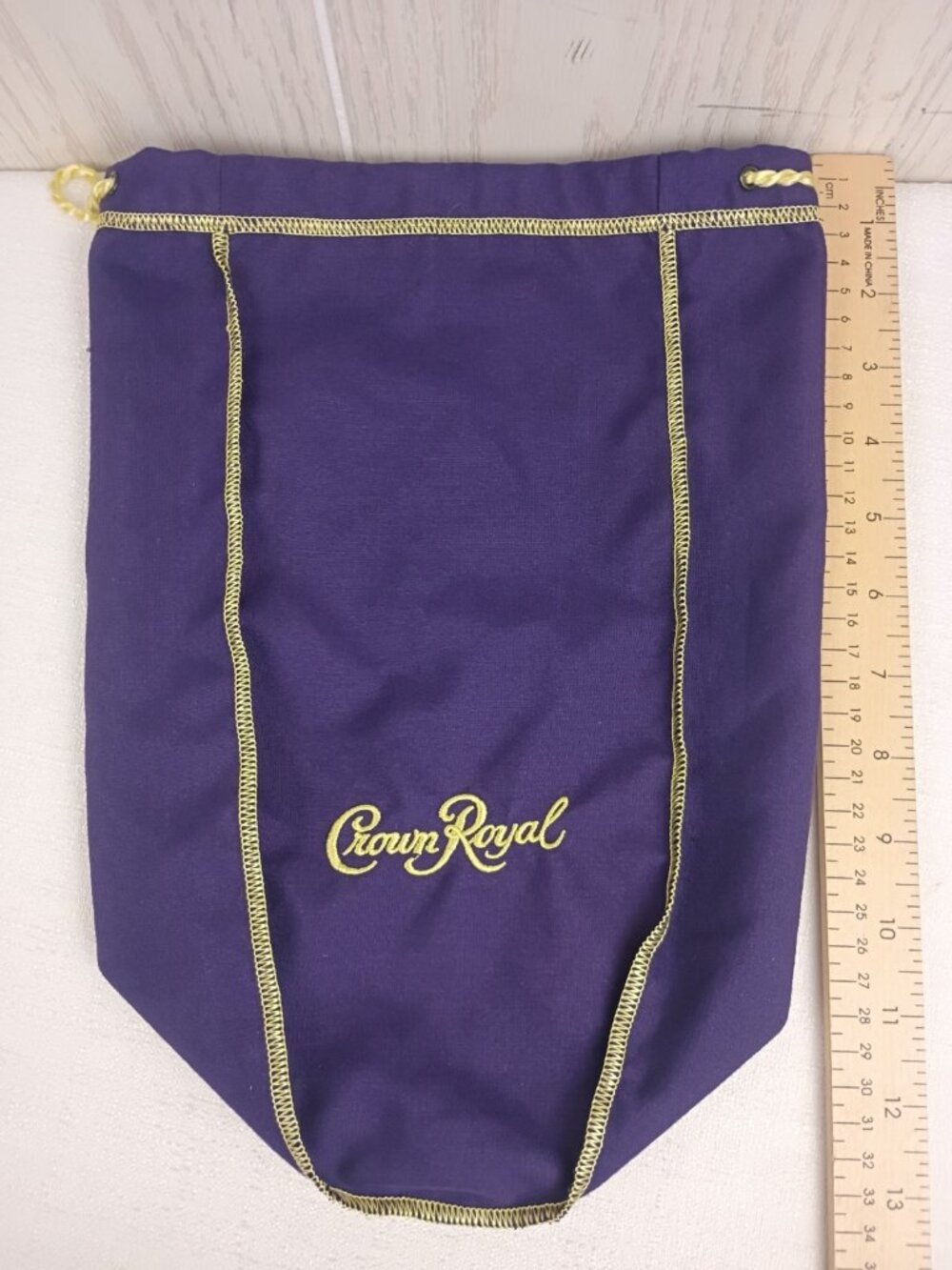 1 Large Crown Royal Bag 13" Purple With Gold Drawstring